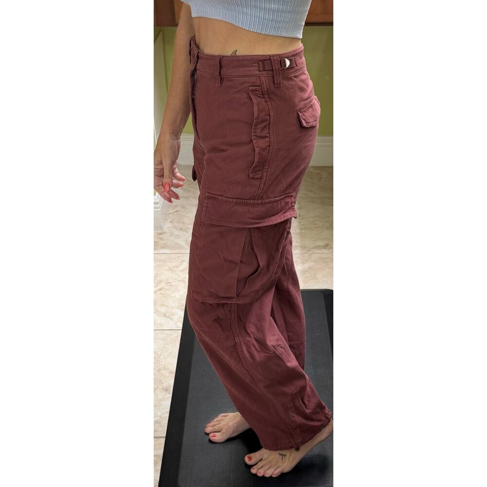 Artiza TNA cargo size 4 burgundy pants high rise ankle joggers cotton maroon - Picture 5 of 9